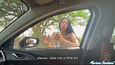 Big black cock BBC fucks a horny Colombian woman in the car after picking her up on the road – Mariana Sandoval & Brandon Cruz