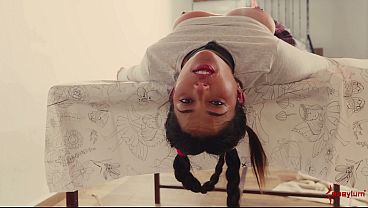 Hot Spanish PAWG gets a rough ass fucking and messy deepthroat session in bondage while not being allowed to cum