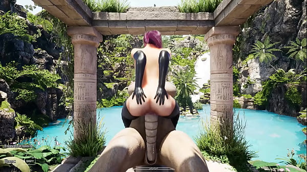Lara cosplays as Tifa. A horny stone statue’s big cock fucks her tight pussy hard.