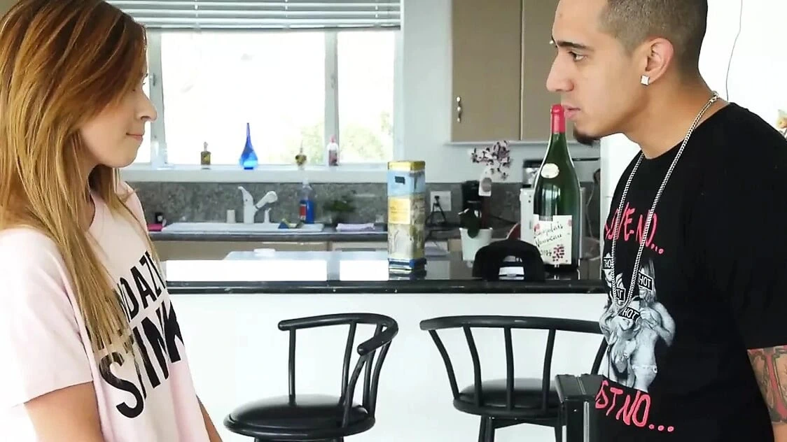 Naughty stepsister sucks her brothers huge dick before sex