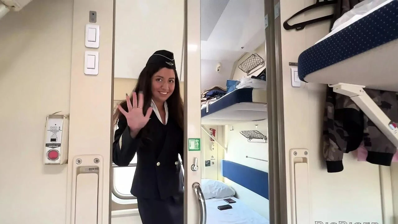 Seduced the conductor on the train and fucked while she had a break