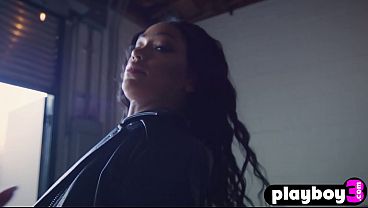 Sexy big ass black MILF Harley Dean exposing hot body while riding a bike