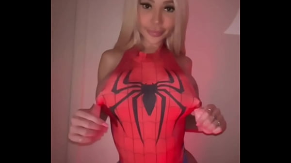 BIG TITIES BLOND GIRL IN SPIDERMAN COSTUME COSPLAY