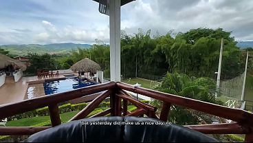 Colombian MILF housewife has sex with her neighbor on her balcony; the neighbors watch her because she’s an exhibitionist