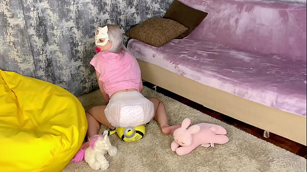 DIAPER: Adult baby Mia Mimi wet and messy playtime