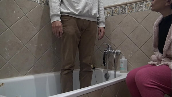 PERVERTED FAMILY: kinky stepmom orders stepson to wash his dirty cock after pissing