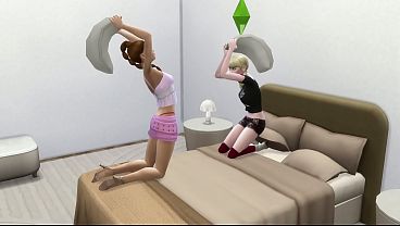 Tio pega sobrinha e amiga se divertindo e fode as duas. The Sims 4